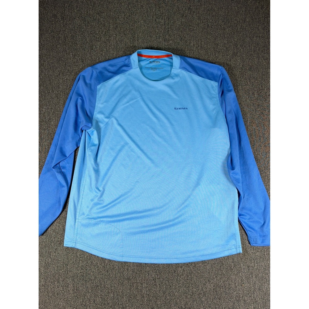 Simms SolarFlex Cool UPF 50 Fishing Shirt Mens XL Blue Long Sleeve 40088